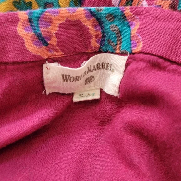 World‎ Market Berry Pink Paisley Print Midi Length Dress Size SM-M - Picture 6 of 6
